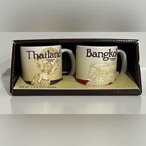 Starbucks Mini Coffee Bangkok & Thailand Global Icon Demitasse Mugs Set of 2